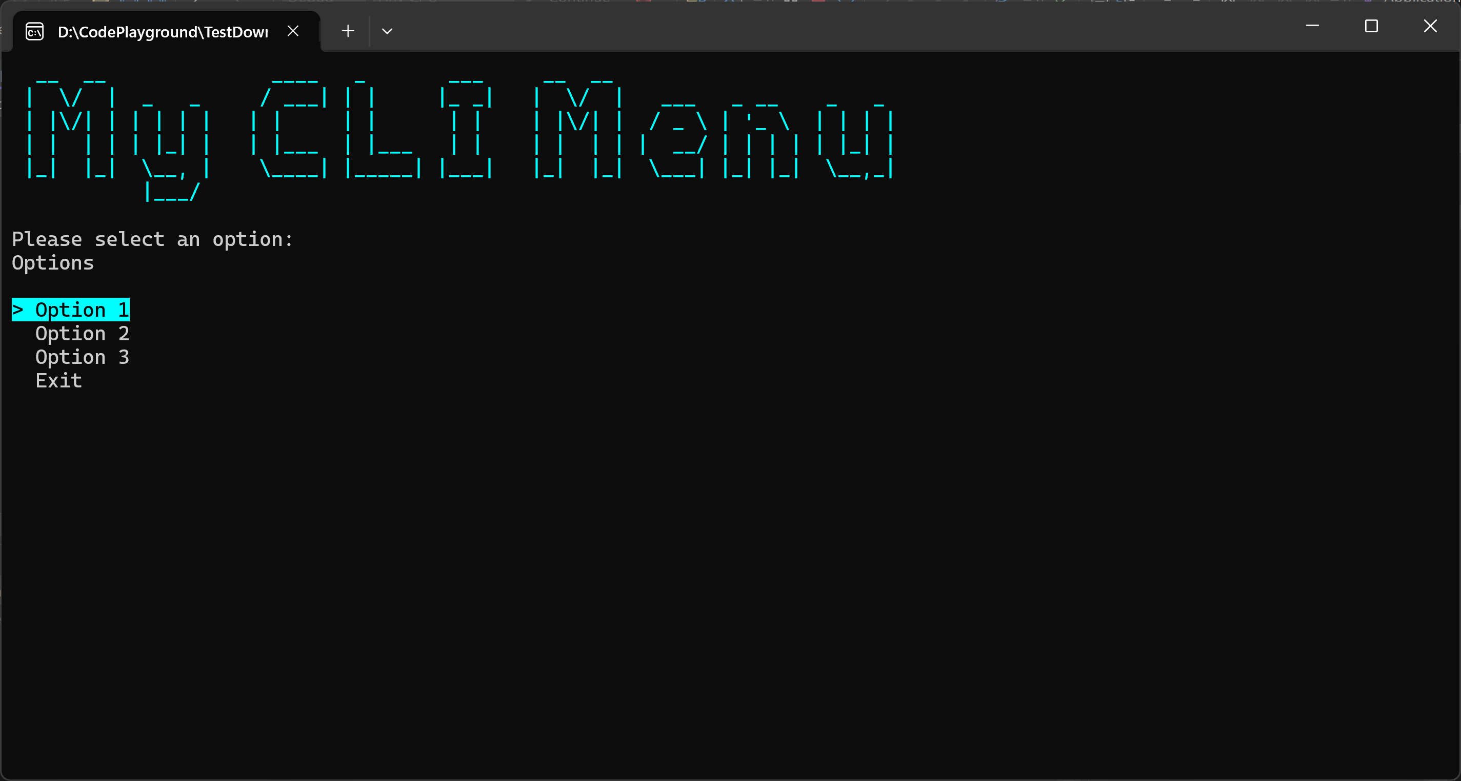 CLI menu created with Spectre Console